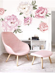 PINK PEONY FLOWERS WALL STICKERS