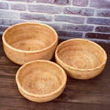 Hand Woven Round Rattan Wicker Basket 