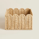 Scalloped Edge Wicker Storage Basket