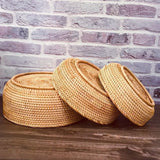 Hand Woven Round Rattan Wicker Basket 