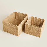 Scalloped Edge Wicker Storage Basket