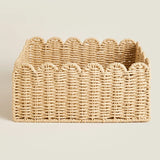 Scalloped Edge Wicker Storage Basket