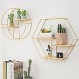 Hexagon Metal Floating Wall Shelf
