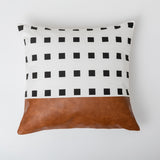 Brown Faux Leather and Cotton Throw Pillow Covers