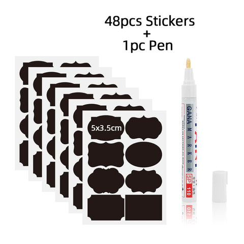 REUSABLE CHALKBOARD STICKER LABELS AND 1 PEN