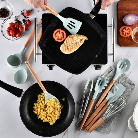 26-Piece Silicone Cooking Utensil Set - Non-Stick Kitchen Tools With Stainless Handles