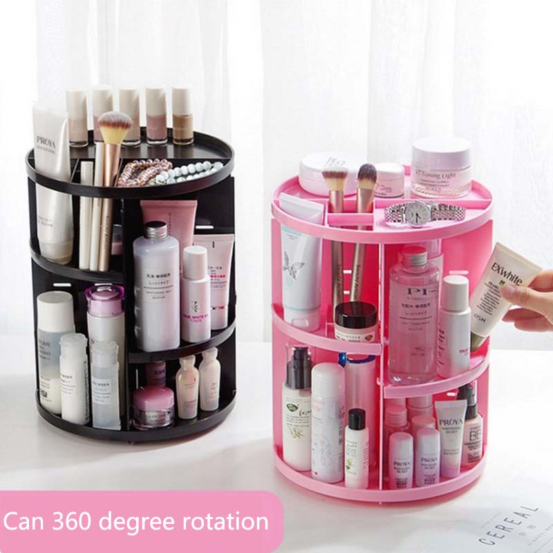 Walcut 360 Degree Rotating Makeup Organizer Cosmetic Rack Holder Storage Box Case Pink - New with box/tags